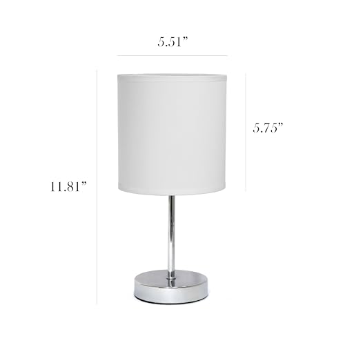 Simple Designs LT1195-WHT-2PK 11.81" 2-Pack Subtle Sparkle Basic Chrome Mini Table Lamp Set, for Living Room, Bedroom, Office, White Shades by Simple Designs - Used condition - Image 3