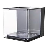 BESPORTBLE Self-Cleaning Small Acrylic Fish Tank with Fry Hatching Container, Black Mini Desktop Aquarium