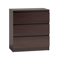 WHATSIZE ENTERPRISE Chest of Drawers for Bedroom, 3 Drawer Wenge Dresser with Contemporary Design, Tall Storage Cabinet for Clothes, Bedroom Furniture, Easy Assembly