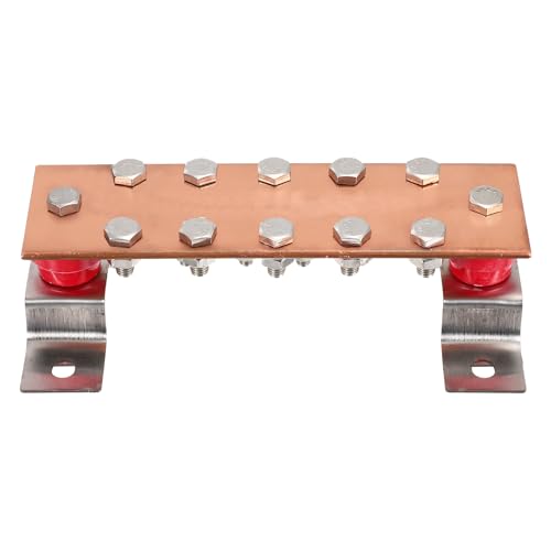 QUARKZMAN Barra De Puesta A Tierra Montada En Pared, Barra De Tierra Eléctrica De 7.8'x 2.3' Con 10 Posiciones De Terminal Y 2 Aisladores De Barra Colectora Para Pruebas Electrónicos