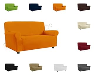 Home Tresor - Copridivano 3 Posti Elasticizzato Universale| Salvadivano Elasticizzato Antimacchia, Antiscivolo Color Arancio
