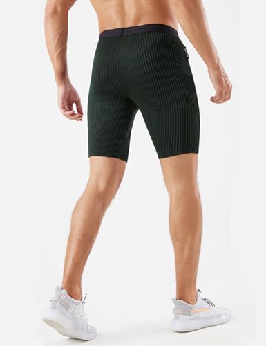 MIZOK Men's Stripe Performance Compression Workout Shorts Tight Gym Athletic Shorts with Pockets3