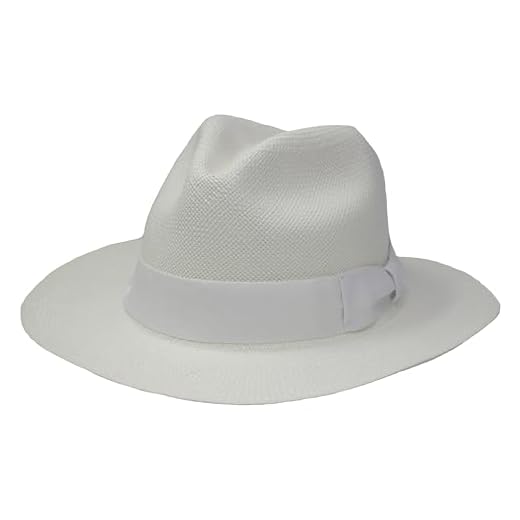 Panama Hat Italian Bow Band, Medium, White Straw / White Regular Width Band