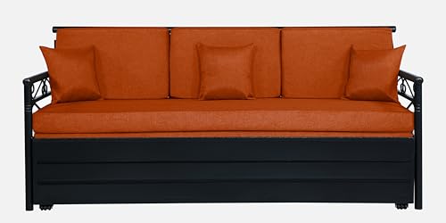 Image of 3 Seater Metal Sofa Cum Bed with Hydraulic Storage | Queen Size Sofa Cuma Bed | 3 Seater Sofa Set, Metal Sofa Set for Living Room (Rust, Queen Size (76 inch x 60 inch))