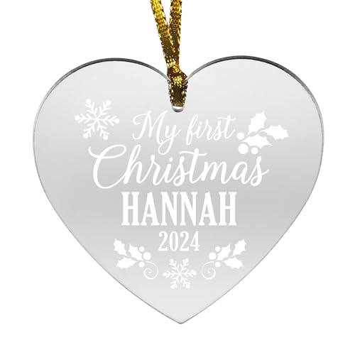 Let's Make Memories Personalized Baby's First Christmas Heart Keepsake Acrylic Ornament - 2024 Christmas - Includes Velvet Bag