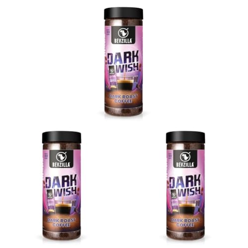Image of Bevzilla 200 Gram Black Roast (Dark Wish) Strong Coffee | Make 100 Cups | Arabica Coffee Powder | Bold & Intense | Best for Espresso, Cappuccino, Latte|Hot & Cold Brew Ready (Pack of 3)