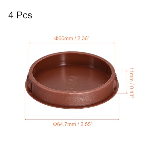 Image of uxcell 60mm /2.36 inch Plastic Hole Plugs, 4Pcs Flush Type Panel Round Snap in Fastener Knockout Locking Plugs for Furniture Insert End Caps Panels, Red