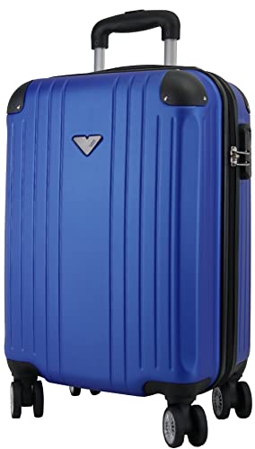 VIDA Valise Rigide Taille Cabine VR610B Roues Doublons Qualité/Prix (Bleu Jean (Navy), S - Small - 40L - 54x34x20cm - 2,3kg)