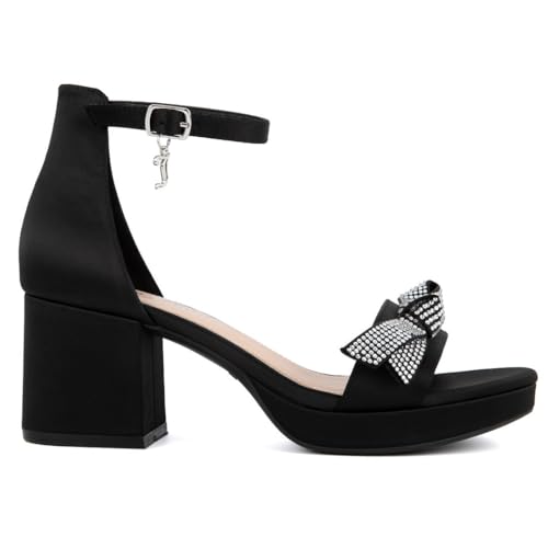 JUICY COUTURE Women's Open Toe Ankle Strap Low Block Chunky Heels Sandals - Dress Pumps Shoes2