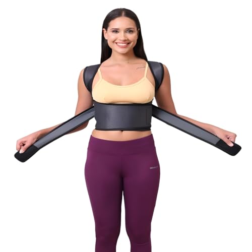 Image of ZEDAN Neoprene Posture Corrector Belt for Men & Women | Back & Shoulder Support | Spine Alignment & Body Posture Correction | Upper & Lower Back Pain Relief | Universal Size - Black
