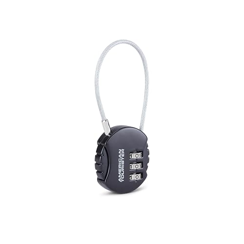 Image of American Tourister 3-Dial Cable Lock | Travel Lock | Luggage & Backpack Security | Resettable Combination Lock | Black