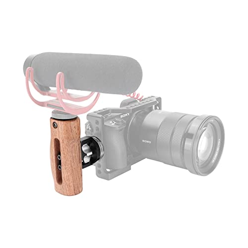 SZRIG Adjustable Wooden Handgrip with M6 Rosette Mount & Top hot shoe mouth for DLSR Camera Cage Kit (Switch Right or Left Hand) - Image 3