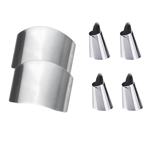 Image of 6 PCS Finger Protector for Cutting Vegetables, Finger Guard for Kitchen Safety, Adjustable Finger Caps for Cutting Vegetables, Stainless Steel Finger Cover for Kitchen Cutting