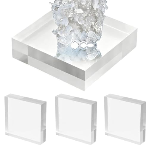 Bloques Acrílicos | 4 Piezas Elevador Decorativo Transparente Pulido 7,6 x 7,6 x 2,5 cm | Expositor de Joyería Cubo Acrílico | Para Joyería Anillos Pulseras Colecciones Piedras Preciosas Recuerdos