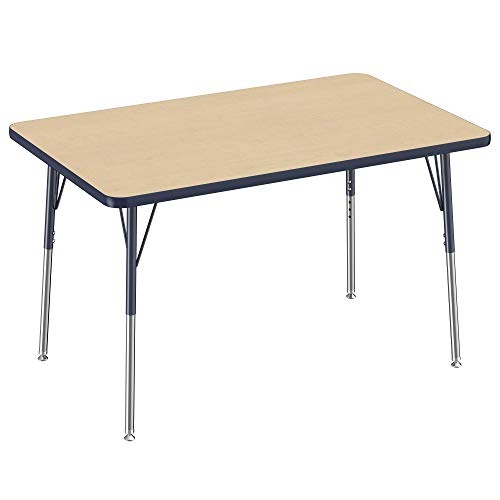 FDP 30" x 48" Rectangle Table with Swivel Glide Legs - Maple/Navy