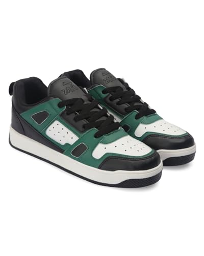 Image of ZAYDN ASH Sneaker Shoes for Men | Soft Cushioned Insole & Lightweight | Stylish Lace-Up Shoes with Causal Outfits | Trendy Sneakers | Shoes for Man | Low Top Sneaker Shoes Black Green