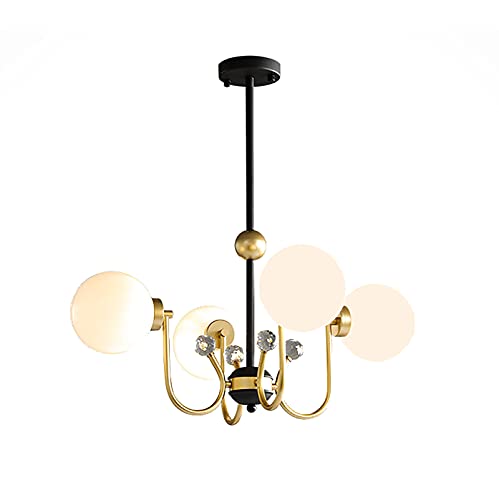 Lustre à 8 lumières, plafonnier noir en métal et verre premium