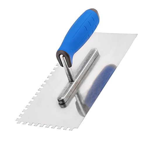 Mivos Toothed Smoothing Trowel 6 x 6 mm, Stainless Steel Toothed Smoothing Trowel 270 x 130 mm, Trowel with Soft Grip - Image 4