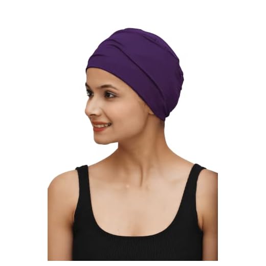 SAKUCHI Cobertura para la Cabeza de quimioterapia, Gorros de bambú para el cáncer, Gorro sólido para Dormir para Mujer Púrpura Mediano