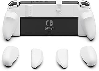Skull & Co. NeoGrip for Nintendo Switch OLED and Regular Model: An Ergonomic Grip Hard Shell with Replaceable Grips [to fit All Hands Sizes] [No Carrying Case] - OLED White