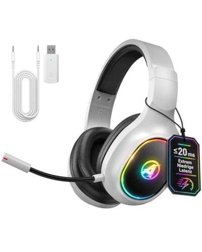 Wireless Gaming Headset mit Mikrofon für PS5 PS4 PC Handy, Niedriger Latenz – Ansicht 1