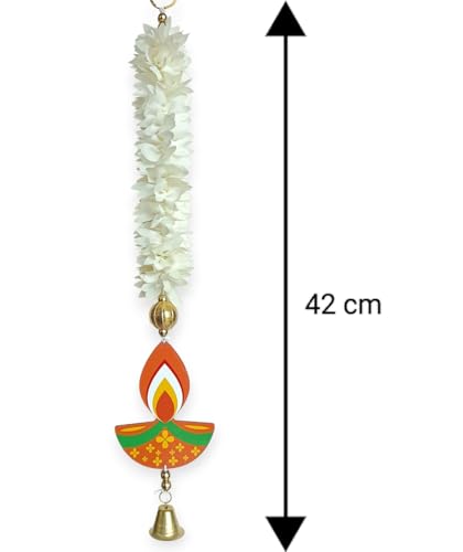 Image of Temple Decoration Item| Backdrop for Pooja Decor| Diwali Decoration Item| Hanging for Home Decoration| Wall Hanging Temple| Lotus Hanging for Home Decor| Ganpati Decor| (6, Floral Diya)