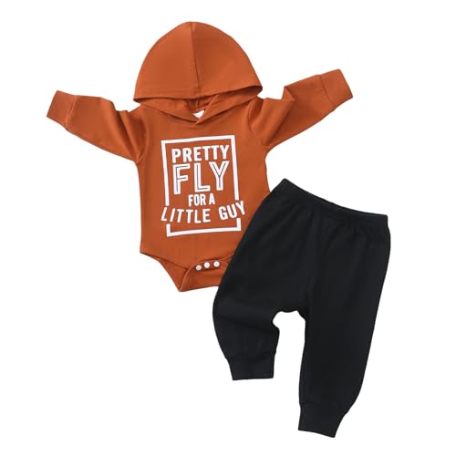 Image of KIMI BEAR Baby Boy Clothes Newborn Boy Outfits Infant Letter Print Long Sleeve Romper Hoodies Pants Fall Winter Outfits