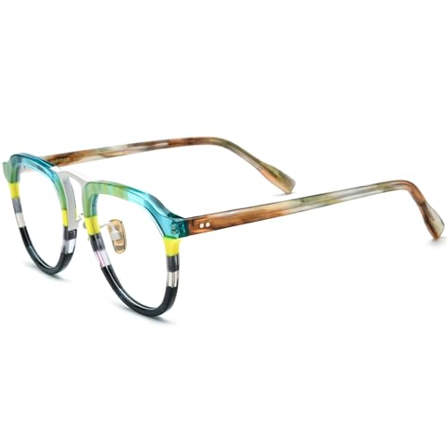 Image of HEPIDEM Multicolor Acetate Glasses Frame Women,Round Vintage Retro Optical Eyeglasses 9339