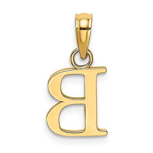 Solid 14k Yellow Gold B Block Initial Letter Alphabet Charm Pendant - 8mm x 7mm4