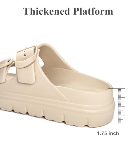 Image of Haifago Womens Platform Sandals with Arch Support, Summer Beach Slides with Adjustable Buckle, Comfort Lightweight Chunky Cushion Slip on Sandal