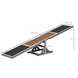 PawHut Hundewippe, Hunde Agility Wippe aus Holz, rutschfest Hunde Agilitäts Rampe für Hunde unter 30 kg, wetterfest Hundetraining Outdoor Hundesport für Balance, 180 x 30 x 30 cm Grau