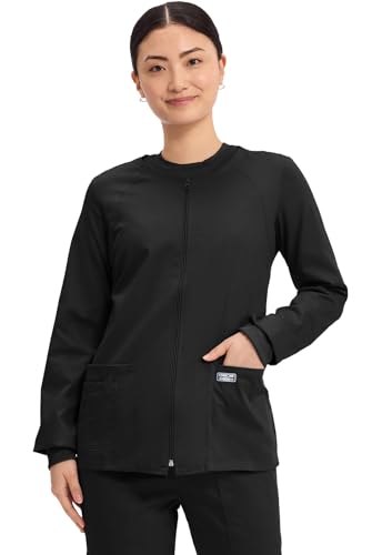 Cherokee Women's Workwear Core Stretch Warm Up Scrubs Jacket, Black, Large