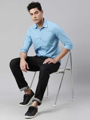 Image of THE SOUL PATROL Men's Casual Regular Fit Full Sleeve Premium Cotton Button-Down Shirt with Single Patch Pocket - Stylish, Classic, Comfortable, and Elegant for Everyday Wear