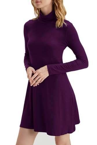 Image of KEEDONE Women's Long Sleeve Turtleneck Casual Loose T-Shirt Dresses