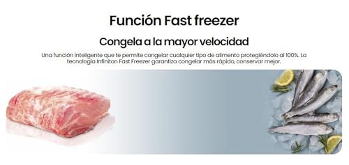 INFINITON CV-A85I - Congelador vertical, 80 Litros, 85 cm, 3 cajones, Control de temperatura, Puerta reversible, Regulación en Altura, E, Inox - imagen 6