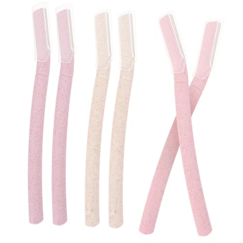 IWOWHERO 6-Piece Eyebrow Razor Set Stainless Steel Brow Shaver for Easy Grooming Shaping Random