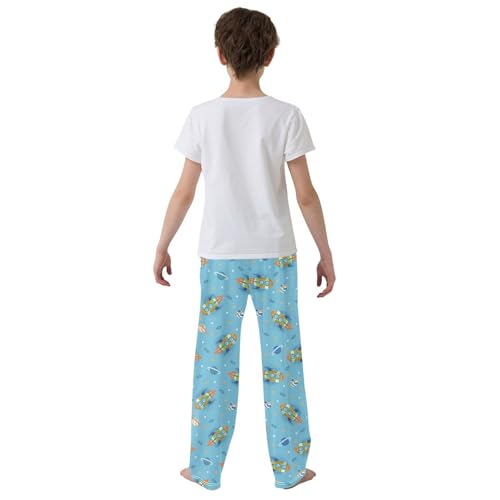 ZZXXB Rocket Flying Boys Long Pants Soft Trousers Elastic Waist Kids Lounge Bottoms with Pockets S-XL3