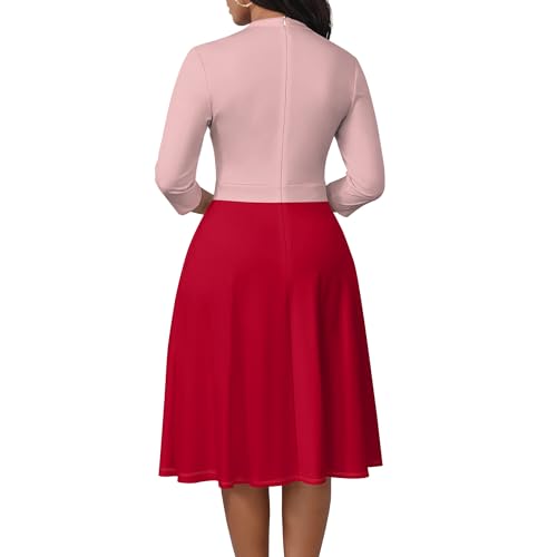 Image of PinkPatty Women's Casual A-line Midi Dresses 3 /4 Sleeve V Neck Fit and Flare Dress with Pockets