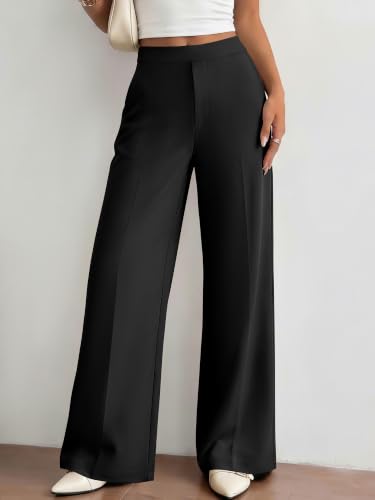 BTFBM Womens Dress Pants 2026 Fall Wide Leg High Waisted Palazzo Pants Business Casual Work Trousers Slacks Pockets(Black, Small) — view 6