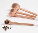 Hand carved neem wood measuring spoons set of 4 (White)