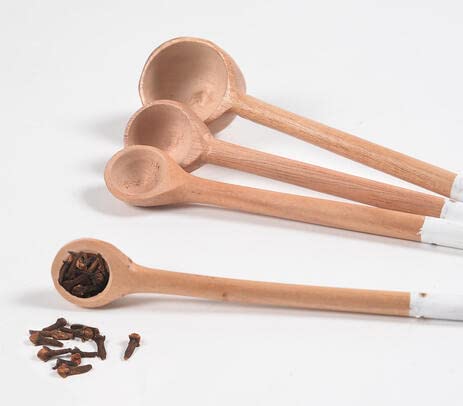 Hand Carved Neem Wood Measuring Spoons Set Of 4 (White) #TOP12