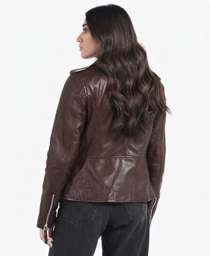 STREGA Women's Lambskin Leather Motorcycle Jacket