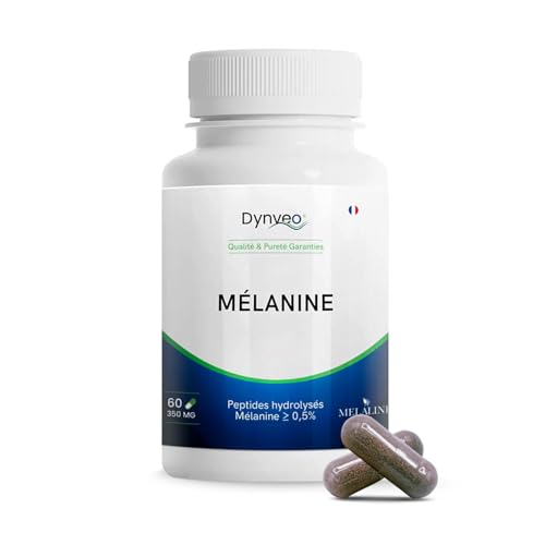 Melanina – 100% francesa y natural – Preparador solar y acelerador de bronceado – Cuidado de la piel y del cabello – Extracto patentado de Melaline® – Biodisponibilidad 96% – 350 mg 60 cápsulas