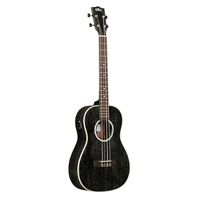 All Solid Salt & Pepper Doghair Mahogany Baritone Ukulele w/EQ and Bag