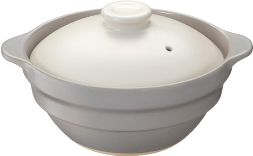 イシガキ 鍋 5号 グレー 約直径20×奥行16.5×高10.5cm 容量約0.65L 収納がいい 土鍋 1人用 ガス火 電子レンジ対応 4296