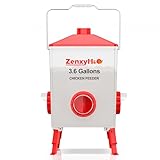 ZenxyHoC 3.6 Gallons Chicken Feeder Bucket with Handle, Anti Roost Cone and Adjustable Legs