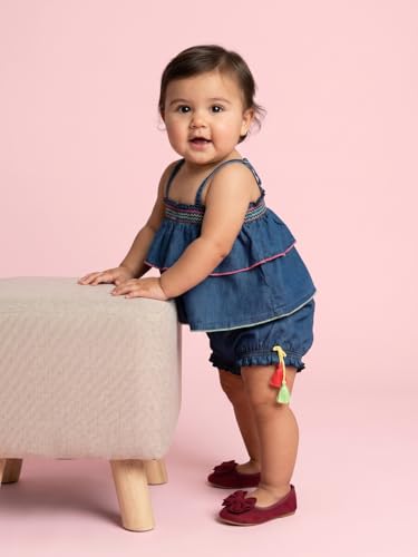 Image of Nautinati Baby Girls Printed Flutter Sleeve Top with Shorts Clothing Set | Age 0-3 Years