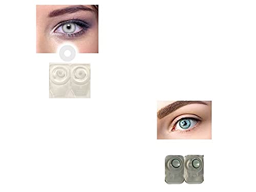 WHITE AND DARK SEA BLUE MD SPARKLE 2 PAIR MONTHLY COLOR CONTACT LENS WITH CASE, LENS HOLDER AND 60 ML SOLUTION (PACK OF 2 PAIR)