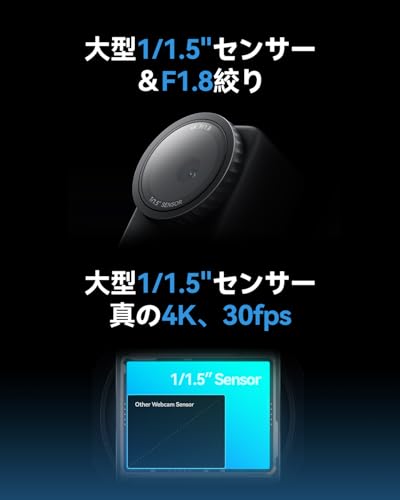 Hollyland Lyra 4K Webカメラ ウェブカメラ、5000万画素、USB Type-C接続、全指向性マイク内蔵、オートフォーカス、プライバシー保護機能、Windows/macOS対応、ライブ配信、ビデオ会議、リモート授業に最適（ブラックパッケージ版） (単品（1 カメラ）)