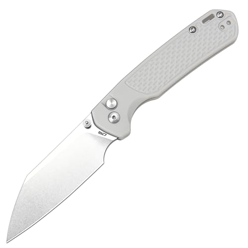 Image of CJRB Pyrite-Light Folding Pocket Knife, 3.34'' S90V Steel Blade, Light Gray